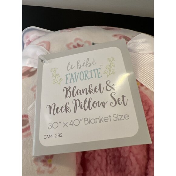 Le Bebe Favorite Pink 30” X 40” Unicorn Blank Neck Pillow Set New With Tags - Picture 5 of 12